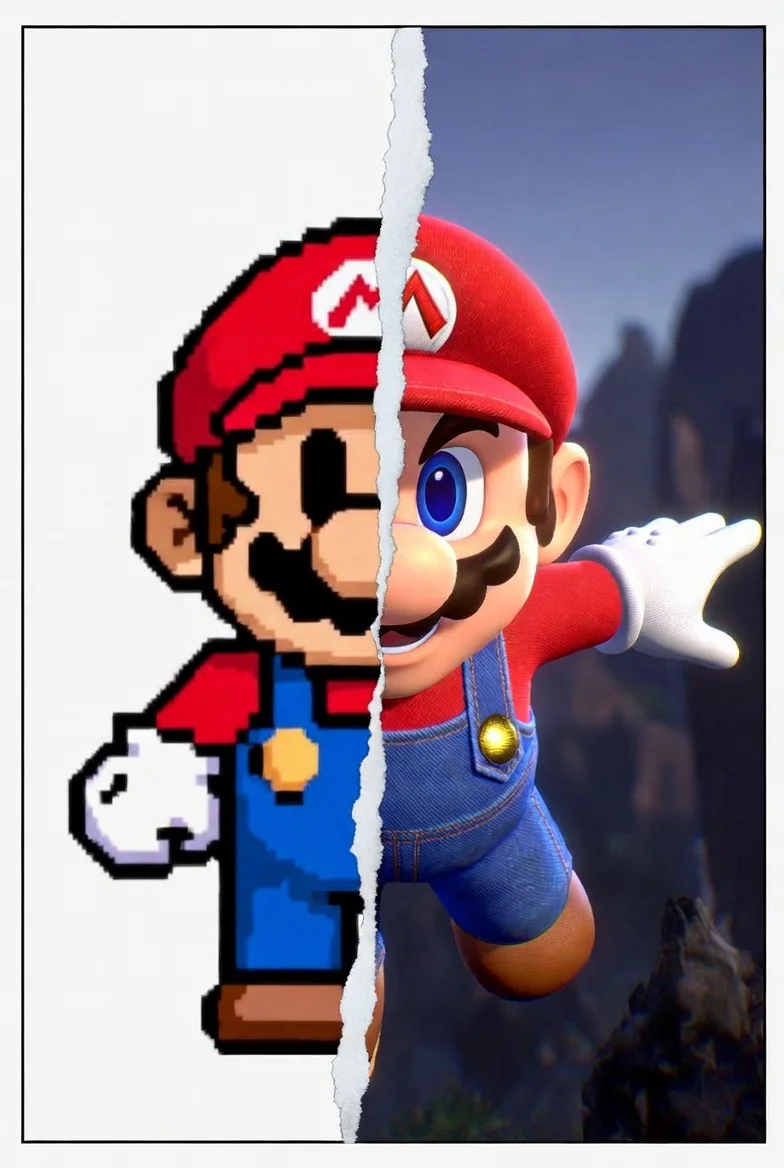 Mario Pixel vs 3D